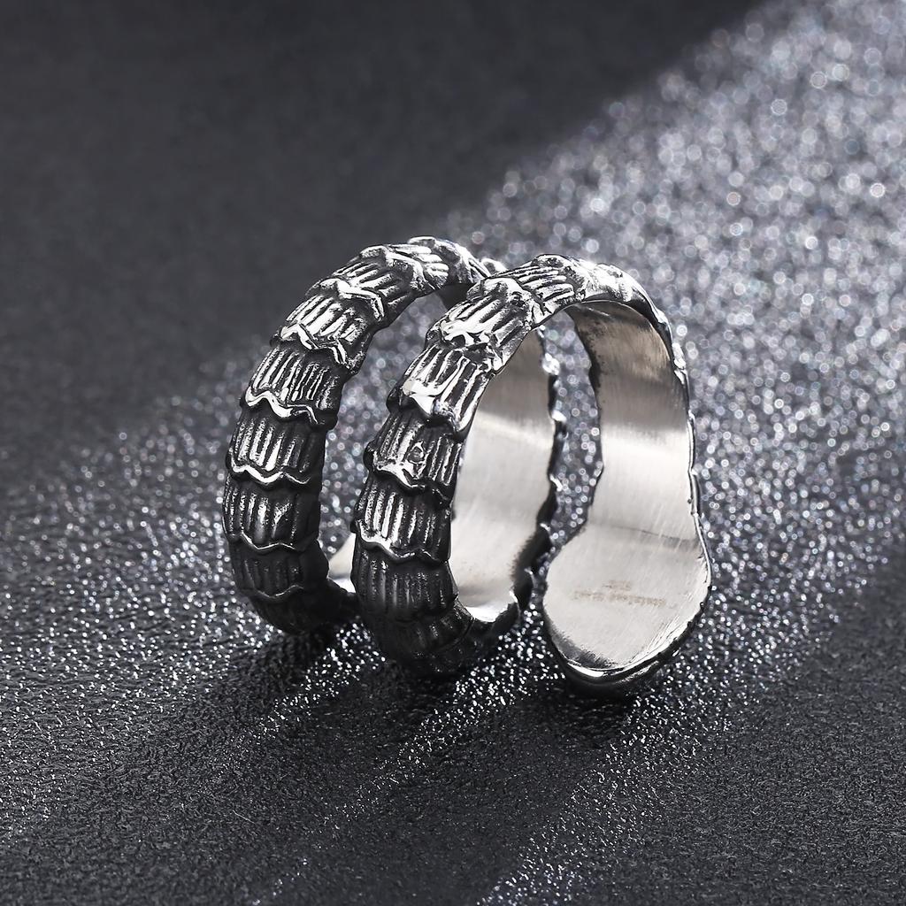 Punk Snake Charm Ring Men’s Stainless Steel 316L Cool Boyfriend Gift #9-#13 Trend Jewelry Gothic Animal Anillos Accessory