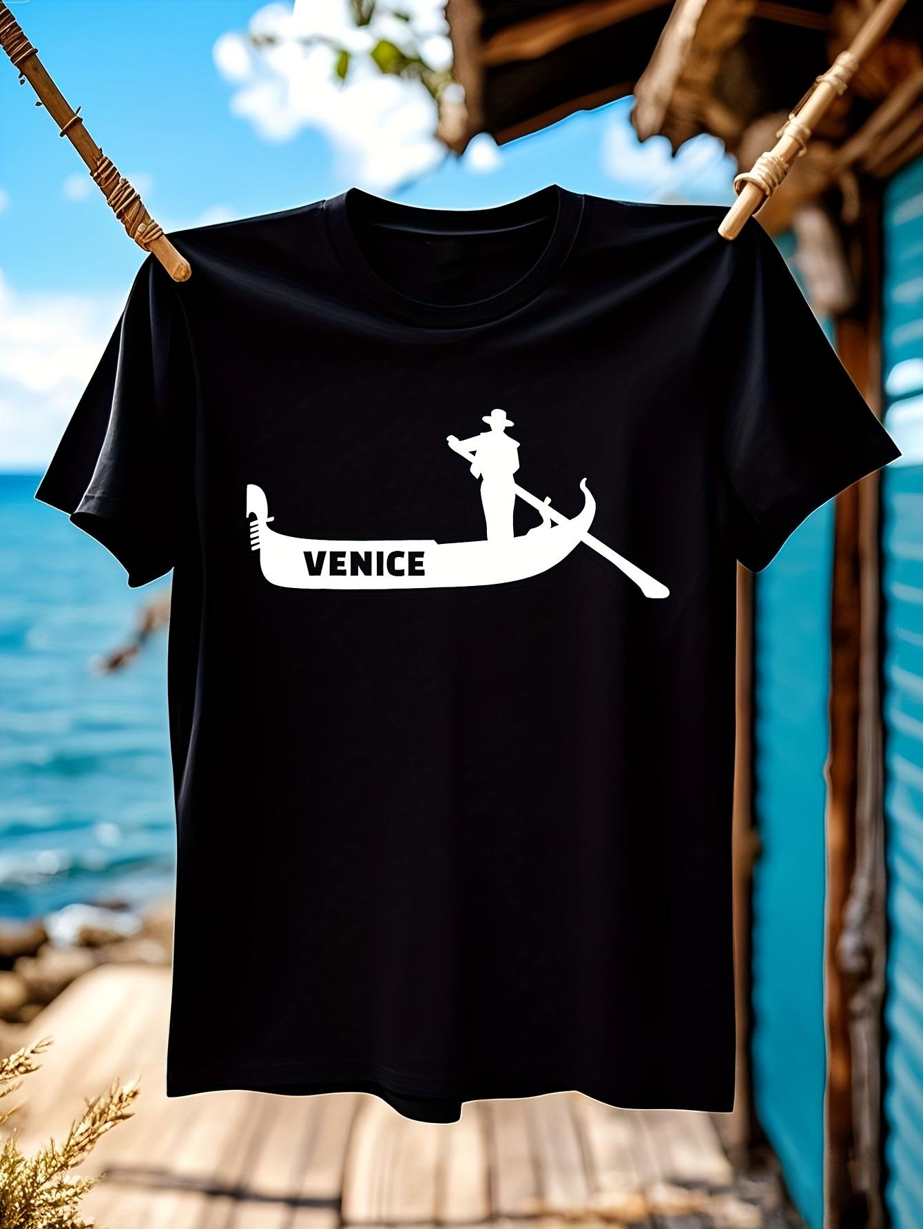 Venice Gondola Graphic Tshirt Graphic Tshirt - Black with... L