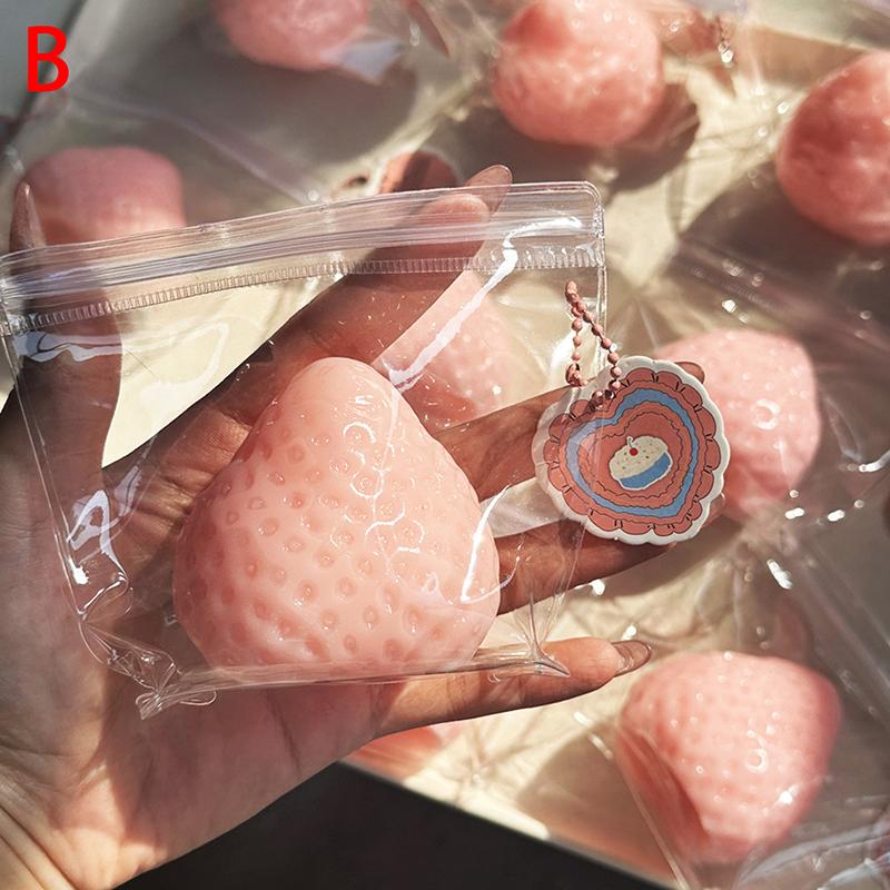 

Cute Cream Gold Powder Big Strawberry Pinch Fidgeting Imitation Silicone Clay Feeling Diy Girl Birthday Gift Kids Squishy Toys