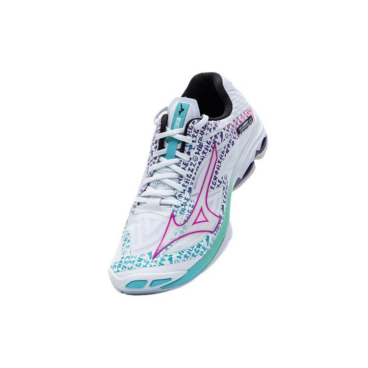 Mizuno Wave Lightning Z7 Non-Slip Durable Low-Top Volleyball Shoes Unisex Sneaker White Purple V1GA220053