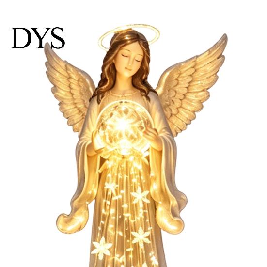 Waterproof Pathway Lighting Solar Powered Angel Remembrance Garden Light, Resin Blessing Fountain Statue with Cascading Lights LED Warm Lights,