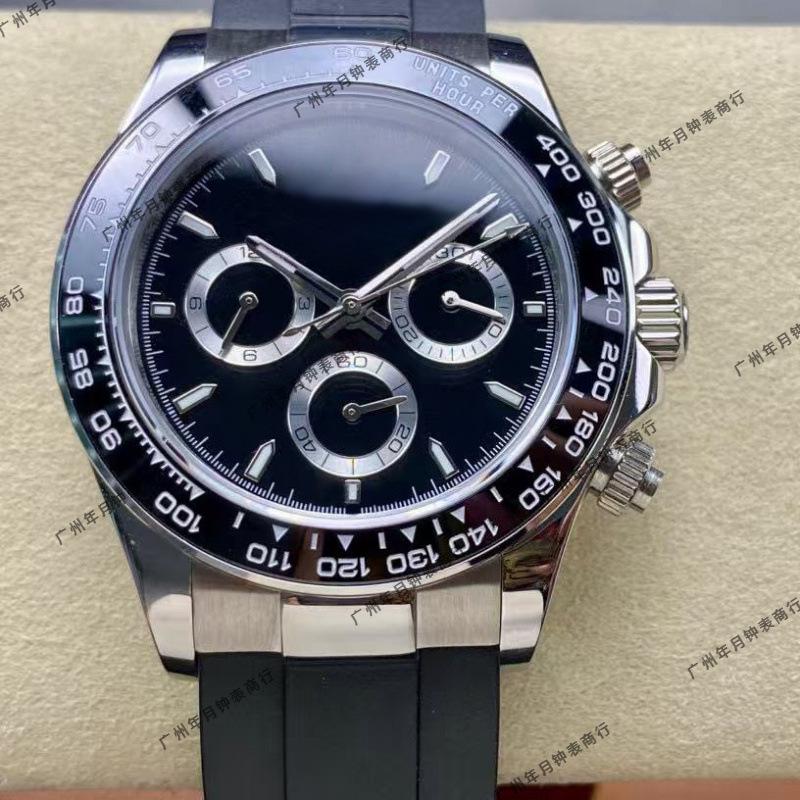 Laojia Daytona Series Cement Gray Automatic Panda Dial Stainless Steel Men's Multifunction Watch