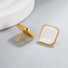 Fashion Square Earrings, Vintage Gold Earrings, Simple Earrings, High-end Sense, Niche Design, Drop Glue Earrings