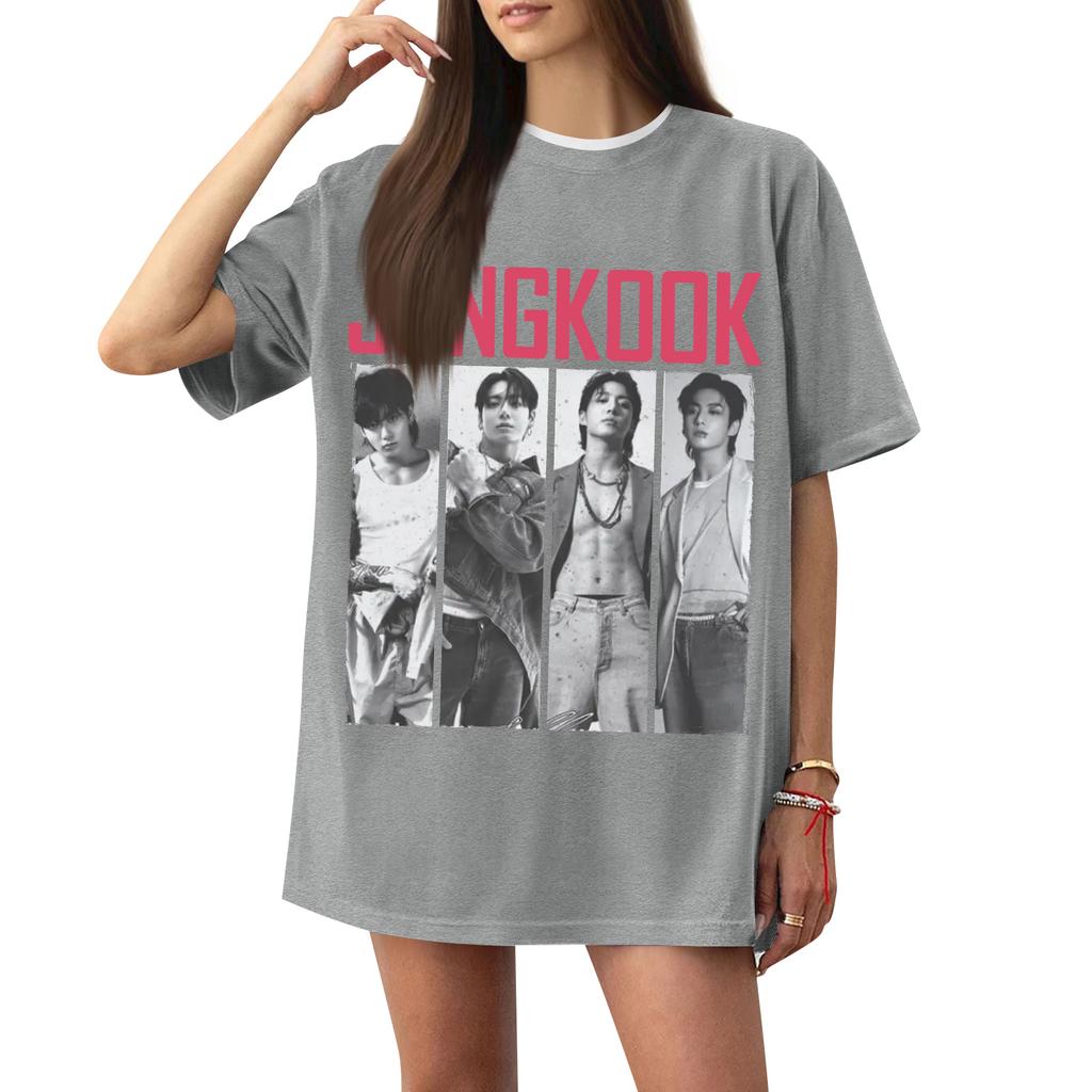 Dámské ležérní tištěné tričko s kulatým výstřihem, svetr s krátkým rukávem