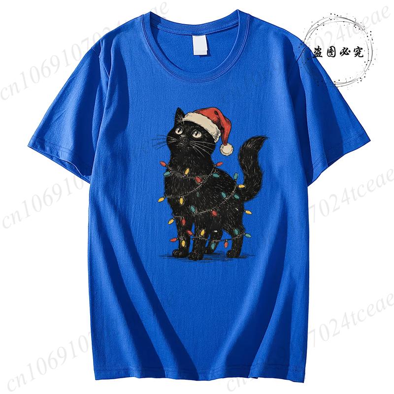Unisexs Holiday Shirt TShirts Cute Cat Christmas Prints Graphic Tees Comfortable Personality Street Tops Fashion Unisex Clothes
