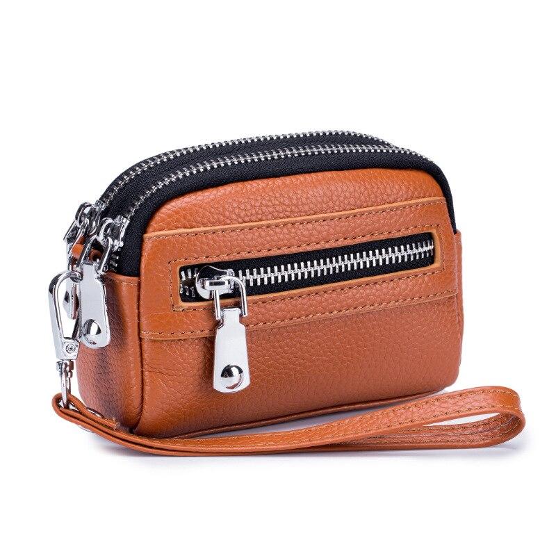 New Women's Coin Purse Real Cowhide Mini Bag Large Capacity Double Zipper Multifunctional Hand Bag Coin Bag Clutch Bag