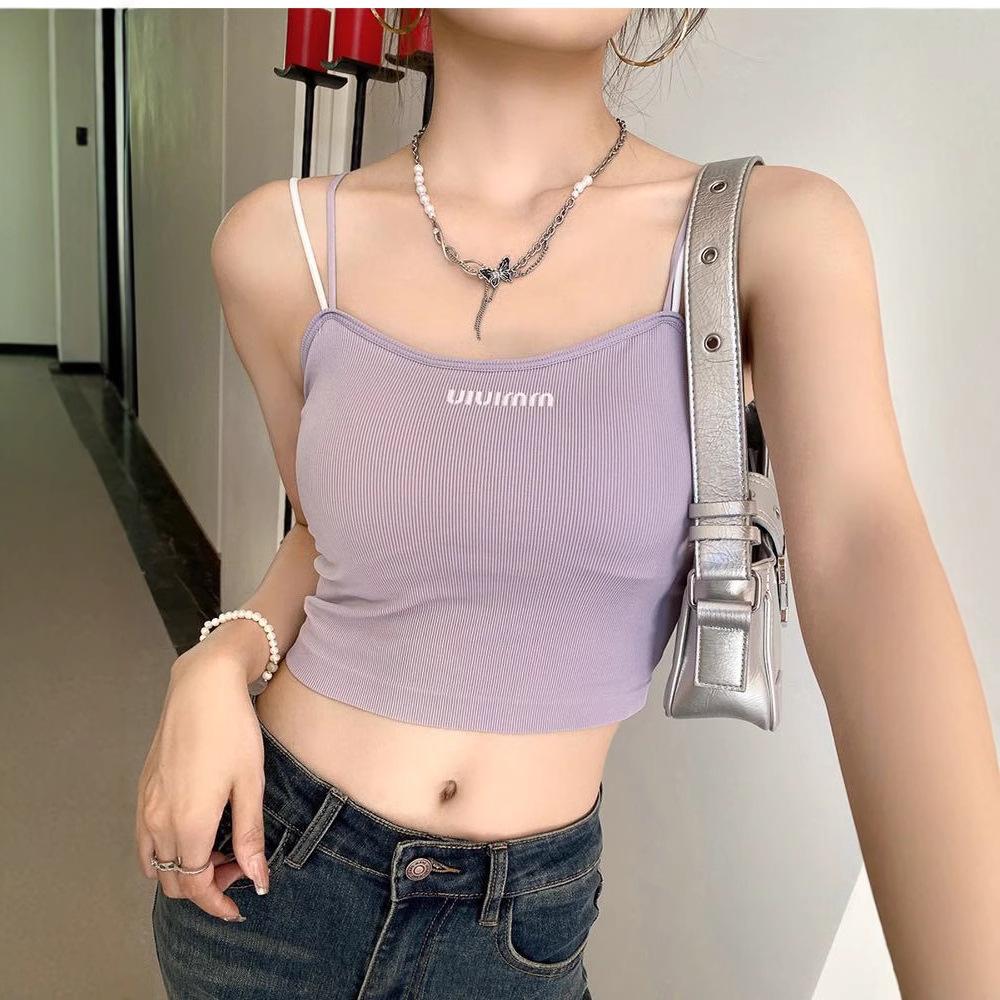 #Seamless sling vest early autumn new outer wear beautiful back belt chest pad integrated underwear inner top
