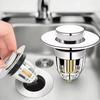 Rebound Drain Plug Filter Basin Pop-Up Chrome Sink Universal Filter With Hair Catcher Bathroom Sink Drain Plug Easy To Push