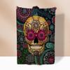 Mexico Flower Skull Custom Blanket King Size Hairy Blankets for Bed Throw Home Interior Knitted Plaid Luxury Bedding Beach Towel