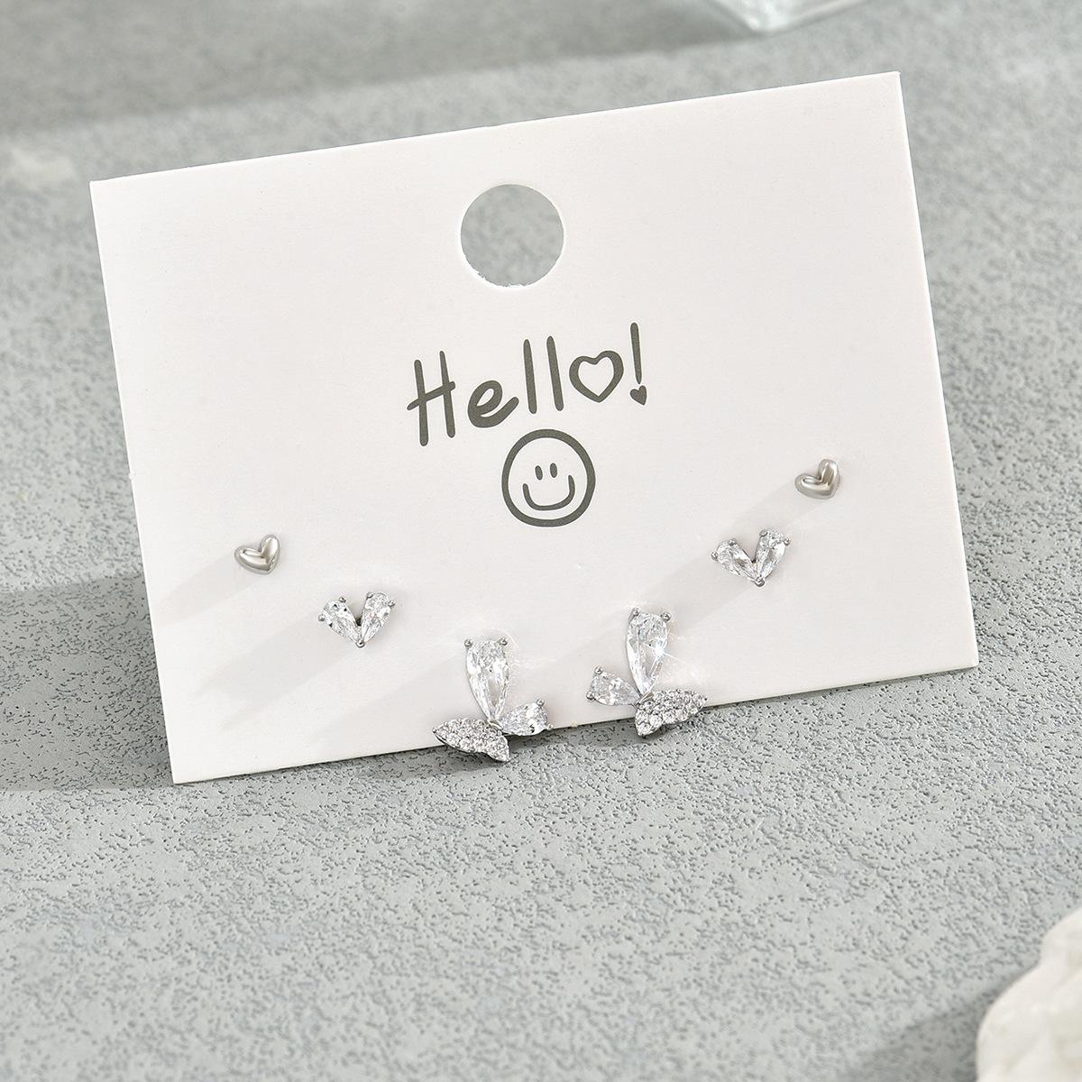 

Sweet stud earrings set women s inlaid zircon butterfly shape design earrings earrings