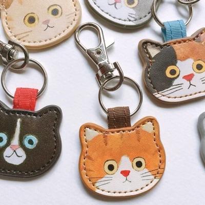 Sevimli Karikatür Kedi Anahtarlıklar PU Malzeme Güzel Kedi Komik Anahtarlık Çocuk Okul Çantası Fermuar Çekici