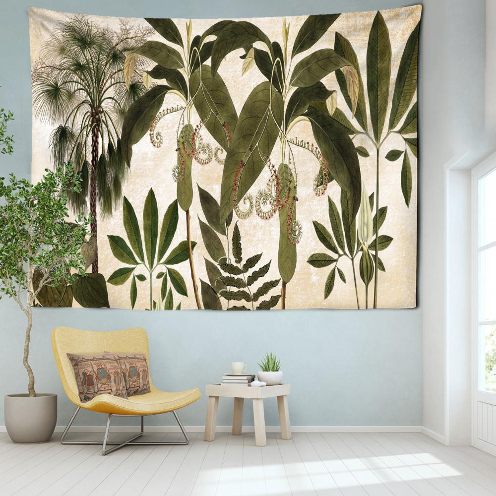 Tropical Banana Leaf Tapestry Wall Hanging Retro Art Landscape Bohemian Aesthetic Landscape Living Room Home Decor