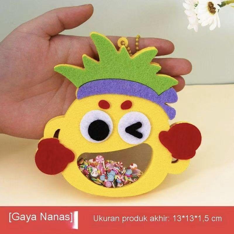 Non-Toxic Diy Animal Shake Pendant Art Craft Kits For Kids Children Easy To Paste Non Woven Shaker With Chain Children Handmade Toysgift