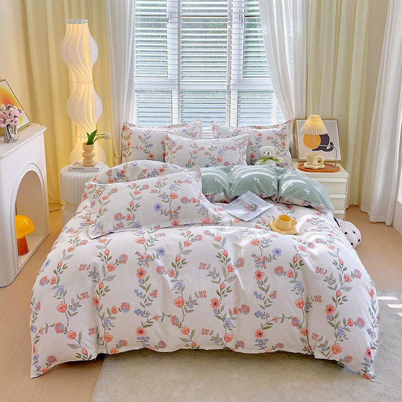 Flower Botanical Duvet Cover Set 3pcs Floral Bedding Set for Kids and Adults Comforter Covers Pillowcases, Washable Home Textil