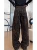 Spring 2025 Leopard Print High-Waist Straight-Leg Jeans for Women