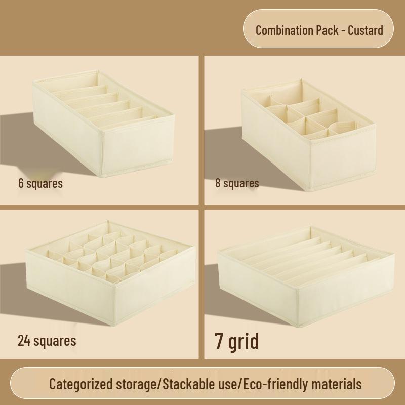 

Тканевый органайзер для ящика с отделениями для нижнего белья, трусов и носков 6 compartments (32*17*10 cm) бежевый