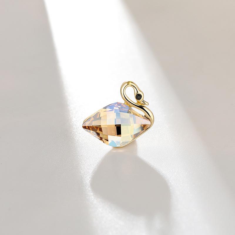 Elegant Swan Rhinestone Crystal Lapel Pin - Cute Anti-exposure Collar Brooch Animal Accessory