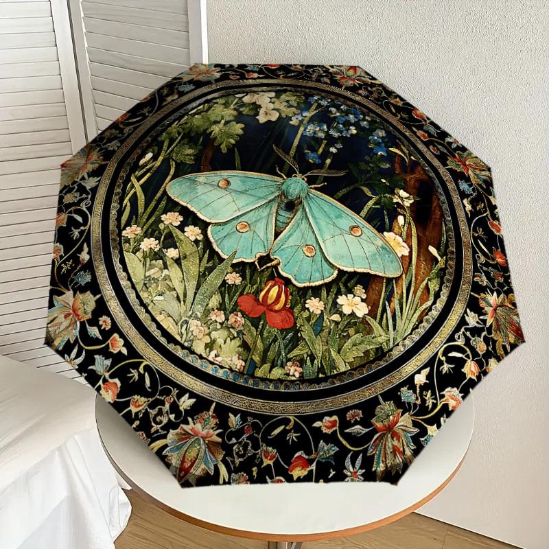 1PC Butterfly, Floral Umbrella-8-Rib Reinforced, Automatic Open, Lightweight & Durable, Cute Fashion Accessory for Outdoor-K1259