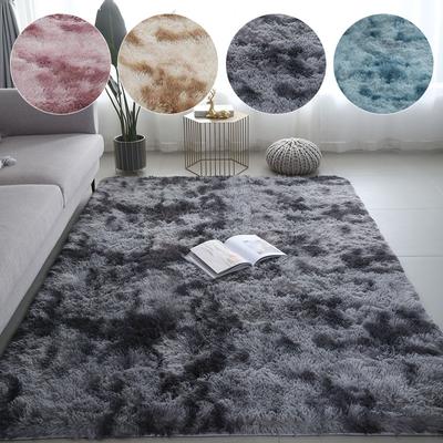 1PC Large Size Bedroom Fluffy Carpet Plush Rug Floor Mat Long Plush Tie Dye Rug Washable Soft Decoration