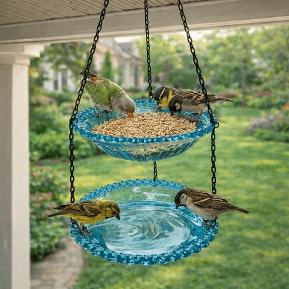 Transparent Bird Bathtub Flower Shaped Hummingbird Feeder Bird Food Container  Patio
