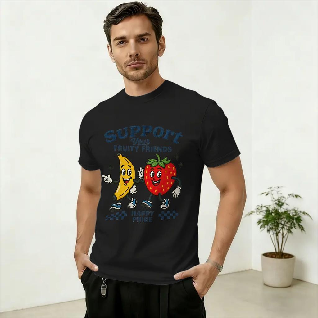 Novelty LGBTQ Support Your Fruity Friends Gay Pride TShirts Unisex O Neck 100 Cotton T Shirt Short Sleeve Tees Plus Size Tops