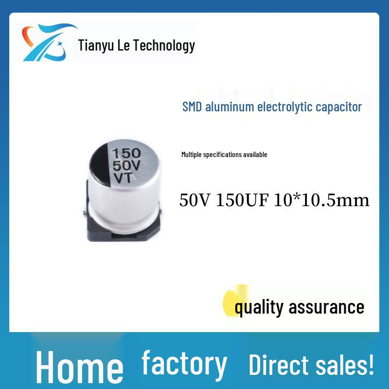 SMD Aluminum Electrolytic Capacitor 50V 150uF, Size 10x10.5mm