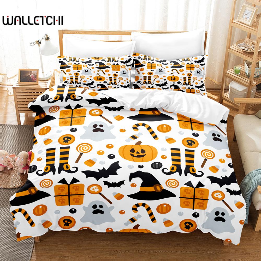 

Halloween Duvet Cover Cartoon Pumpkin Twin Comforter Cover Lantern Bedding Set Polyester Ghost Quilt Cover For Kids Boys Girls EU single(135x200cm)