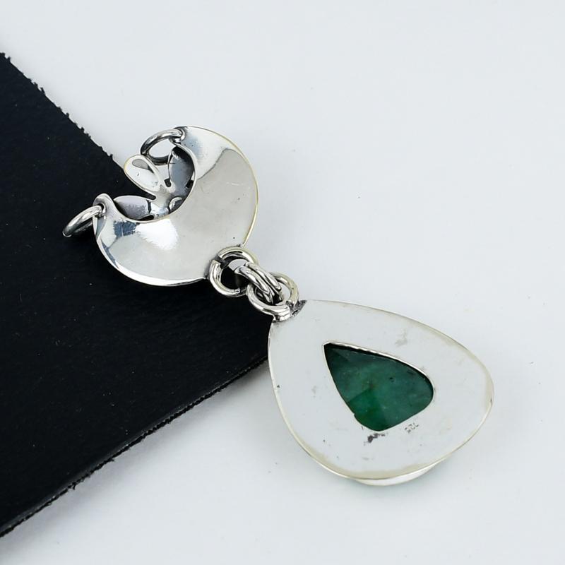 Green Apatite Gemstone Pendant 925 Sterling Silver- Handmade Design, Everyday Wear Jewelry, Unique Emerald Pendant Father's Day Gift