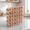 2PCS Clear Roll Off Egg Storage Rack Plastic Egg Storage Box Egg Storage Trays  for Kitchen