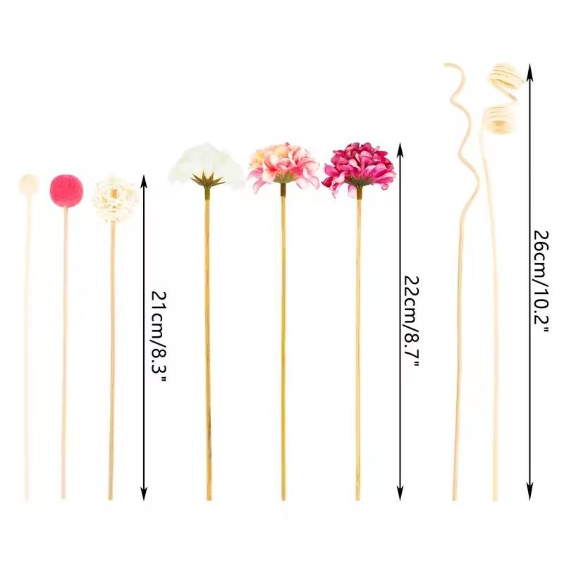 Y 10pcs/set Pink Hydrangea Flower Rattan Sticks Rose Lavender Jasmine Fireless Fragrances Reed Diffuser Stick DIY Home Decor