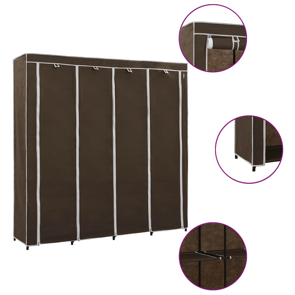 vidaXL Kleiderschrank mit 4 Fächern Braun 175 x 45 x 170 cm