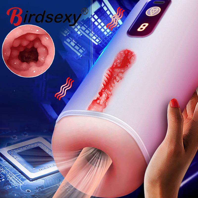 Male Masturbator Automatic Sucking Blowjob Masturbator Cup Penis Pump Vibrator Real Vaginal Blowjob Pussy Sex Toys for Men 18
