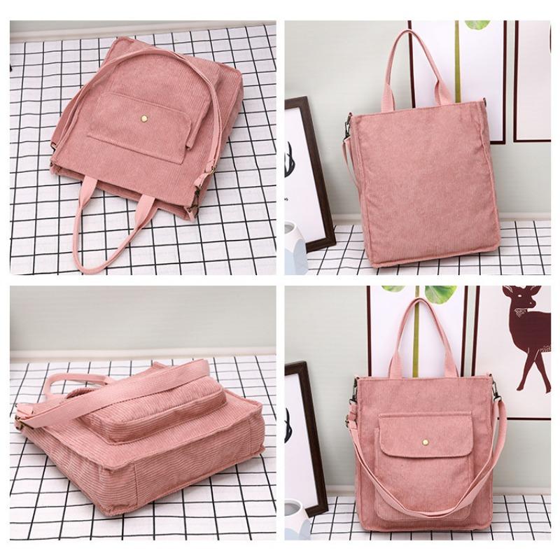 1PC Bolso de pana original japonés para otoño e invierno, bolso tote, simple y versátil, literario y de gran capacidad, bolso de hombro cruzado