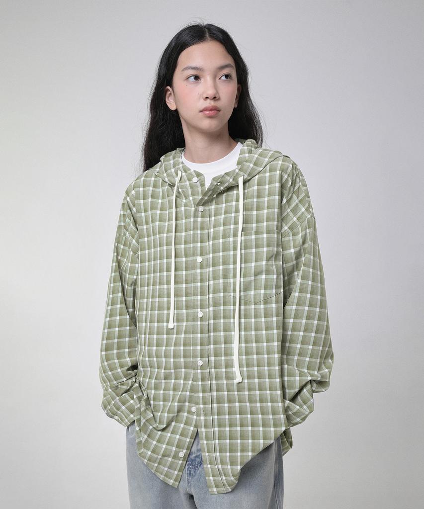 Sekeonmonollogeu Oversized Check Hoodie [Green]_Sesh012Green
