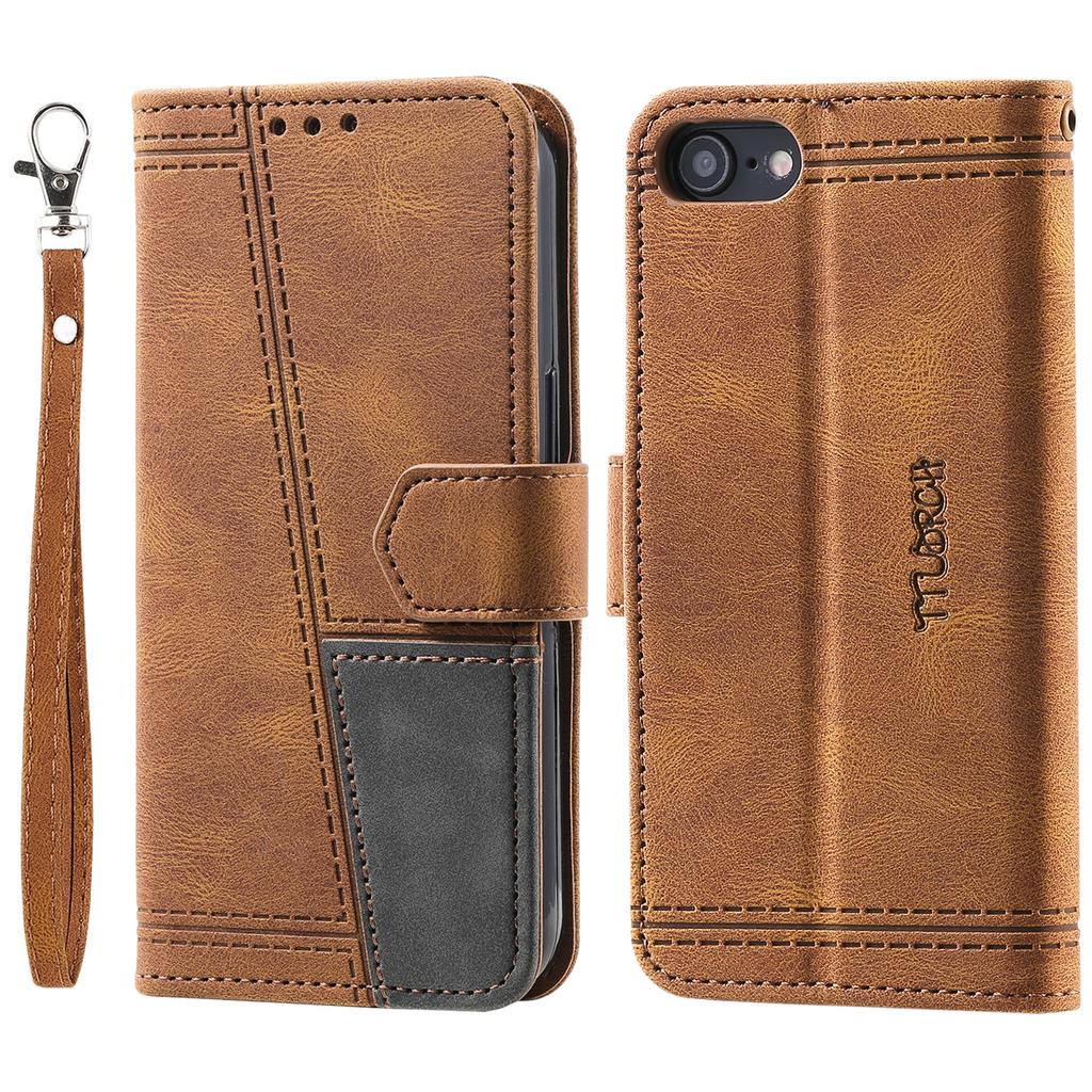 TTUDRCH Styl 004 Etui Skórzane na iPhone 16e Portfel Blokujący RFID Stojak Pokrowiec na Telefon ze Smyczą