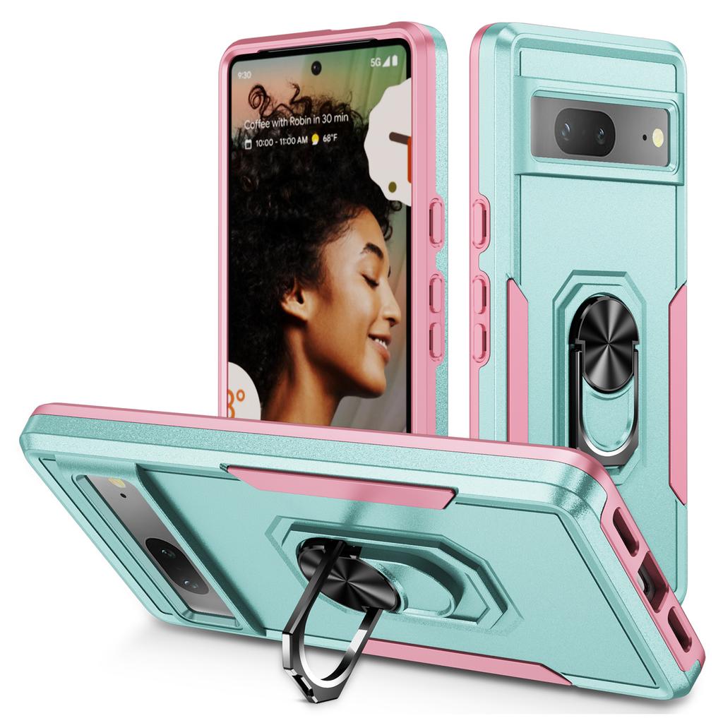 For Google Pixel 7 5G Case Military Grade Ring Kickstand PC+TPU Phone Cover