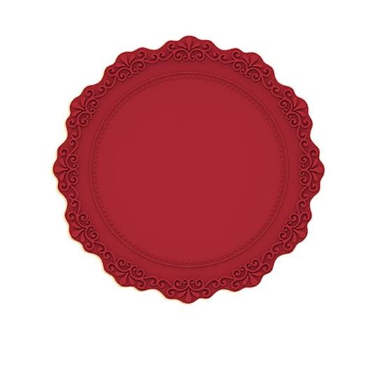 Round Silicone Placemat, 9 Inch European Style Waterproof Non-Slip Table Mat, Heat Resistant Vintage Dish Mat for Dining Table, Kitchen Counter