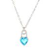 New Colorful Heart Lock Necklace for Women Earrings Creative Design Zircon Heart Pendant Clavicle Chain