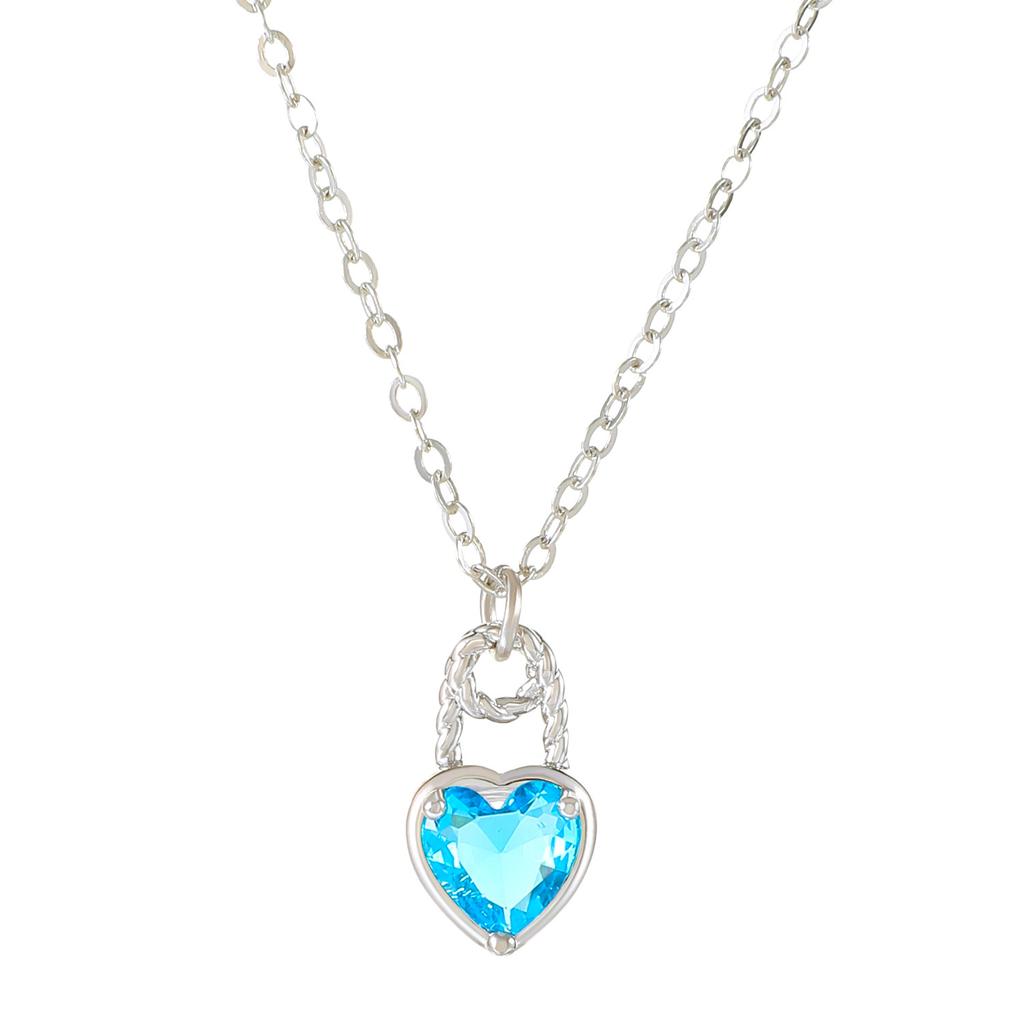 New Colorful Heart Lock Necklace for Women Earrings Creative Design Zircon Heart Pendant Clavicle Chain