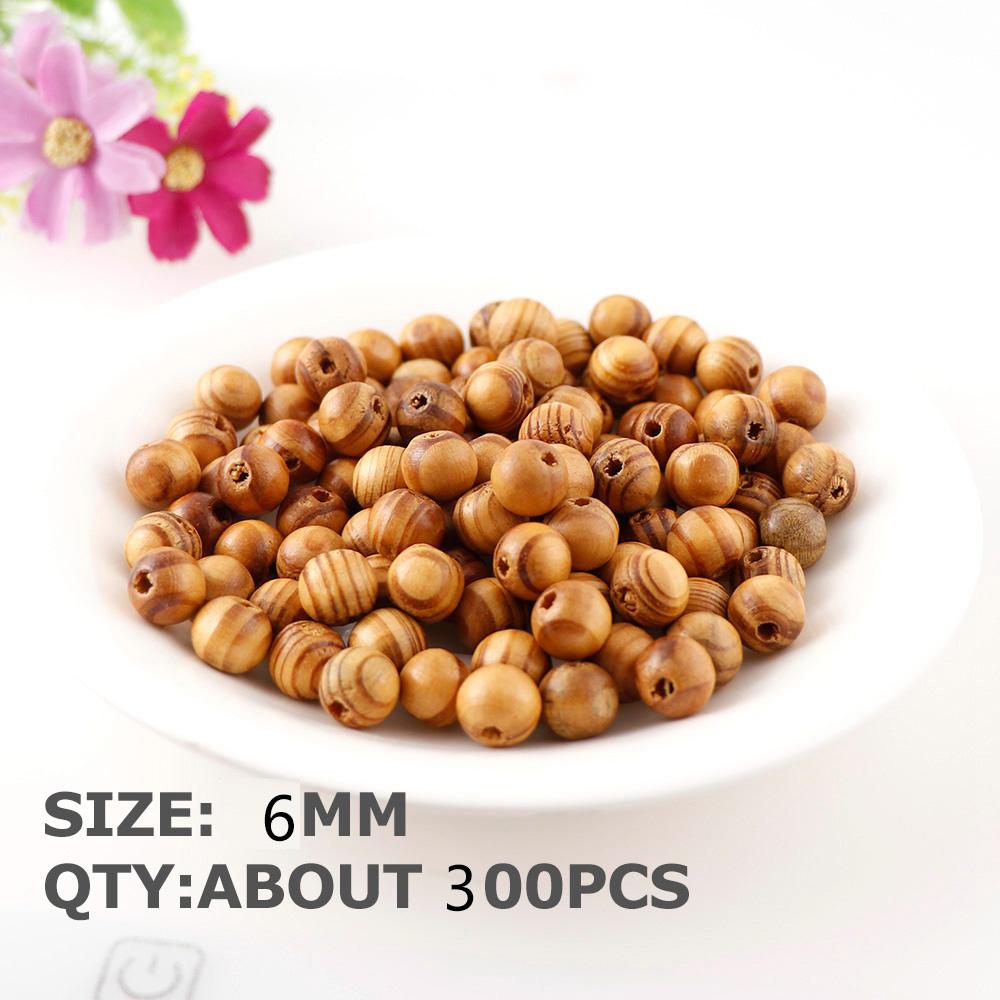 

300Pcs Natural Painted Round Wood Beads Pine Spacer Beads Bracelet Clothes Decoration Jewelry Making