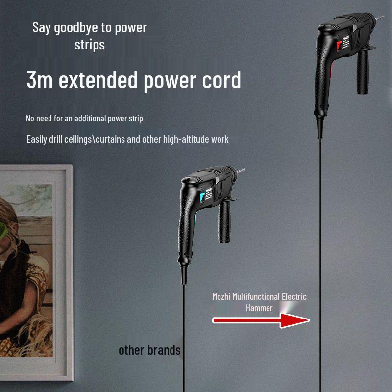 Dual-Purpose High-Power Electric Hammer & Drill: Light-Duty, Multi-Function, Industrial-Grade Tool for Home and Industry Use.