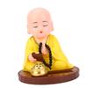 Little Monk Figurine Solar Powered Auto Nodding Little Monk Statue for Office Desk Car Dashboard Yellow