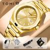 TOMI Premium Luxury Men Quartz Watch Business Classic Round Dial Stainless Steel Band Fashion High Grade Formal Wristwatch Gift