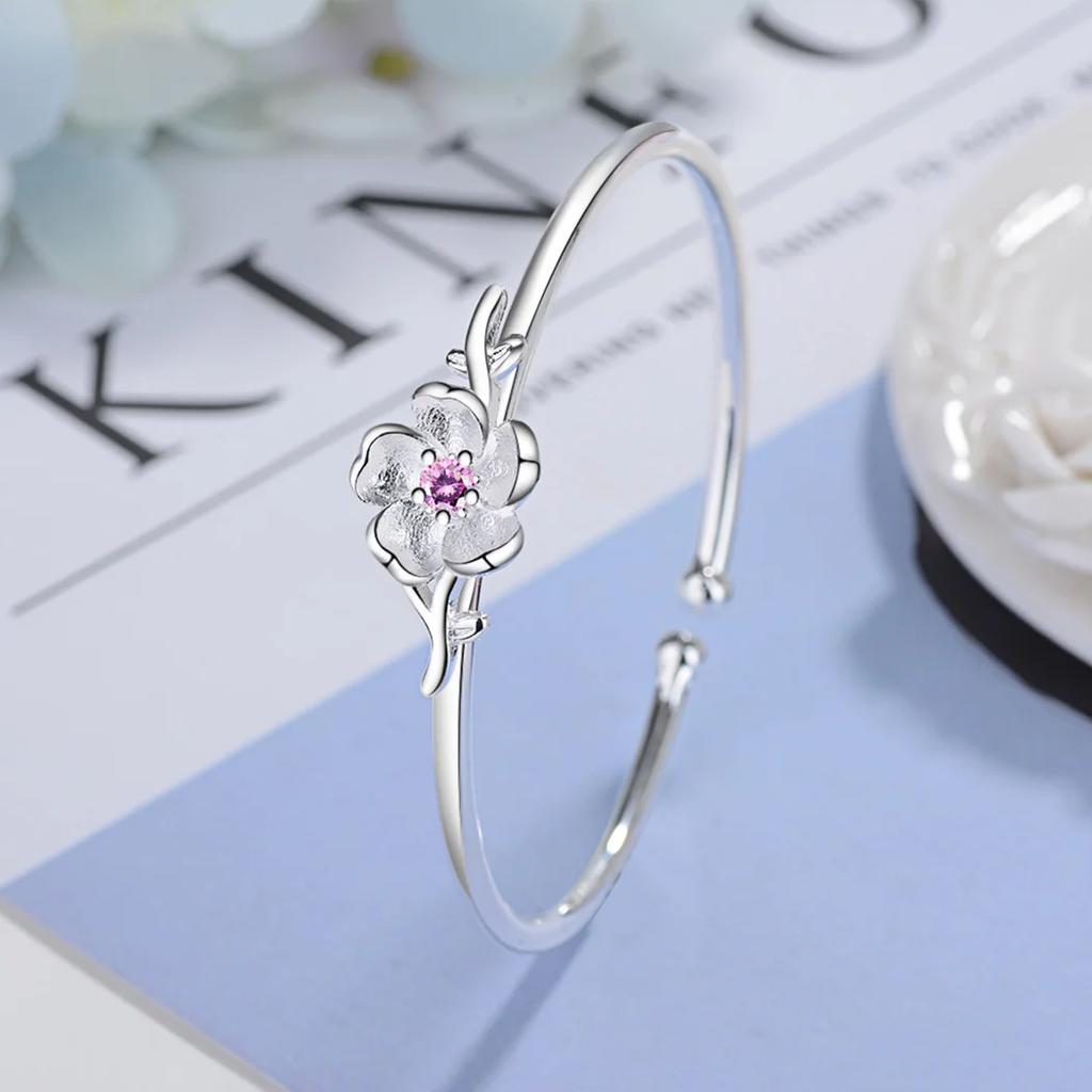 Nuovo Bracciale Fiore di Ciliegio Carino Dolce Retrò Rosa Pesca Temperamento Fiore Fatina Braccialetto Tendenza Moda Donna Gioielli