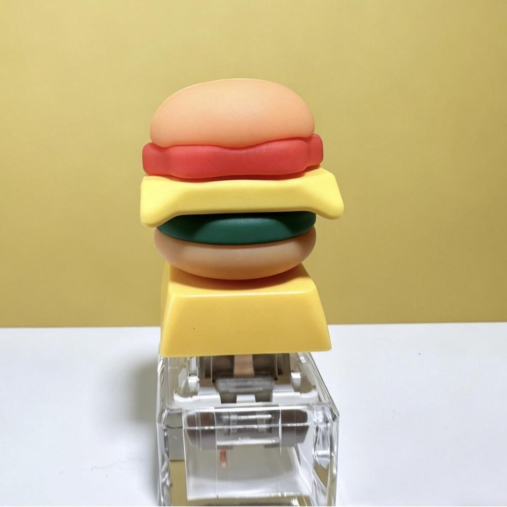 Luminous Mechanical Keyboard Keychain with Decompression Burger Button Pendant