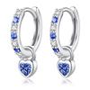 Earrings for High Quality September Dangling Silver Popular for Gift "Silver Thunder" Women, Zirconia, Blue, Birthstone, Sapphire, Hoop, Earrings,