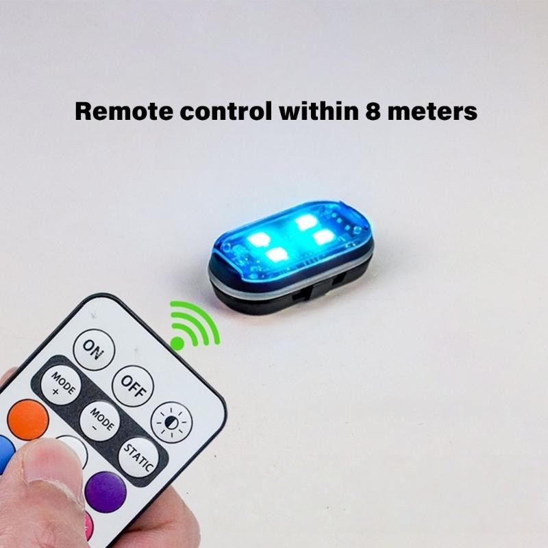 Remote Control Wireless LED Strobe Light USB Charging LED Emergency Warning Light for Car Motorcycle Aircraft Bike