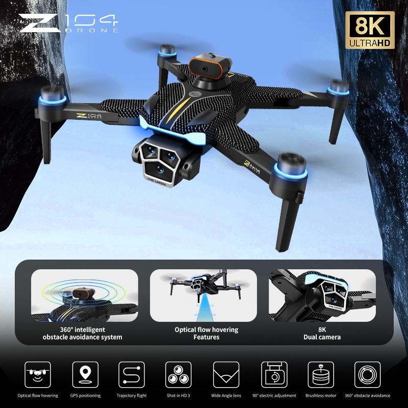 Wide-Angle 8K HD Dual Camera Z104 RC Drone GPS Brushless Motor Obstacle Avoidance Optical flow hover With screen Quadcopter Toy