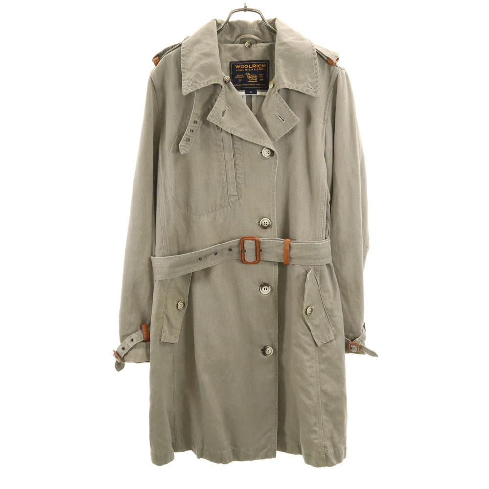 WOOLRICH Linen Blend trench coat XL khaki Denim Women Used