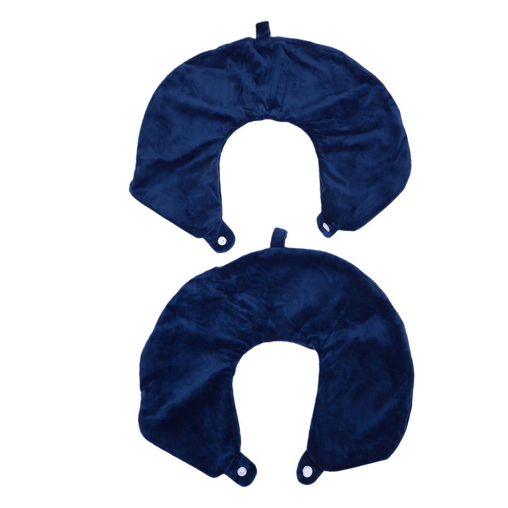 2pcs Navy Blue U Shaped Pillow Cover Travel Replacement Cover Soft Zippered Neck Pillow Case